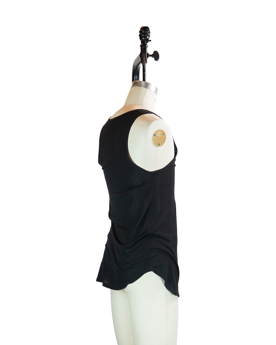 JKEEFER black viscose silk tour tank top