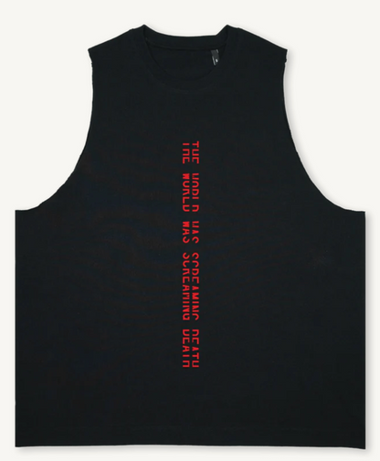 JKEEFER CUT SLEEVE T-SHIRT SCREAMING GRAPHIC