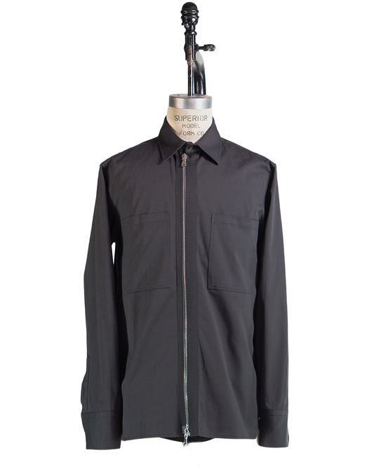 JKEEFER STABB zipper shirt in Italian cotton gabardine 