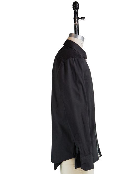 JKEEFER STABB zipper shirt in Italian cotton gabardine 