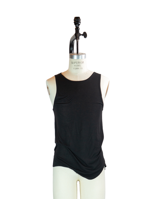 JKEEFER black viscose silk tour tank top