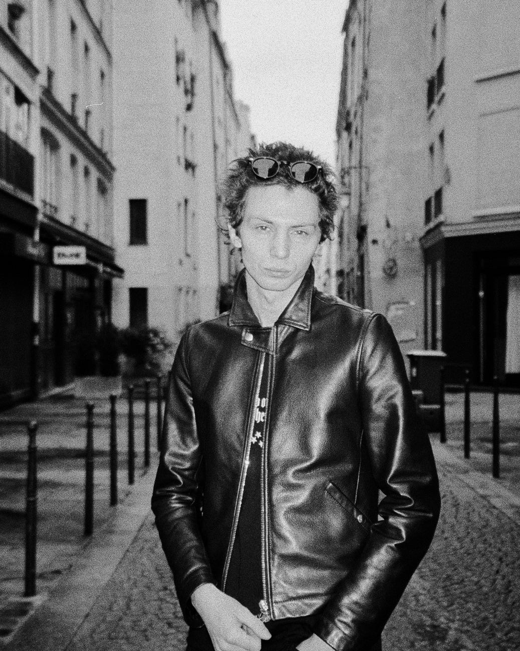 Willow Barrett wearing the JKEEFER ian leather jacket in Paris
